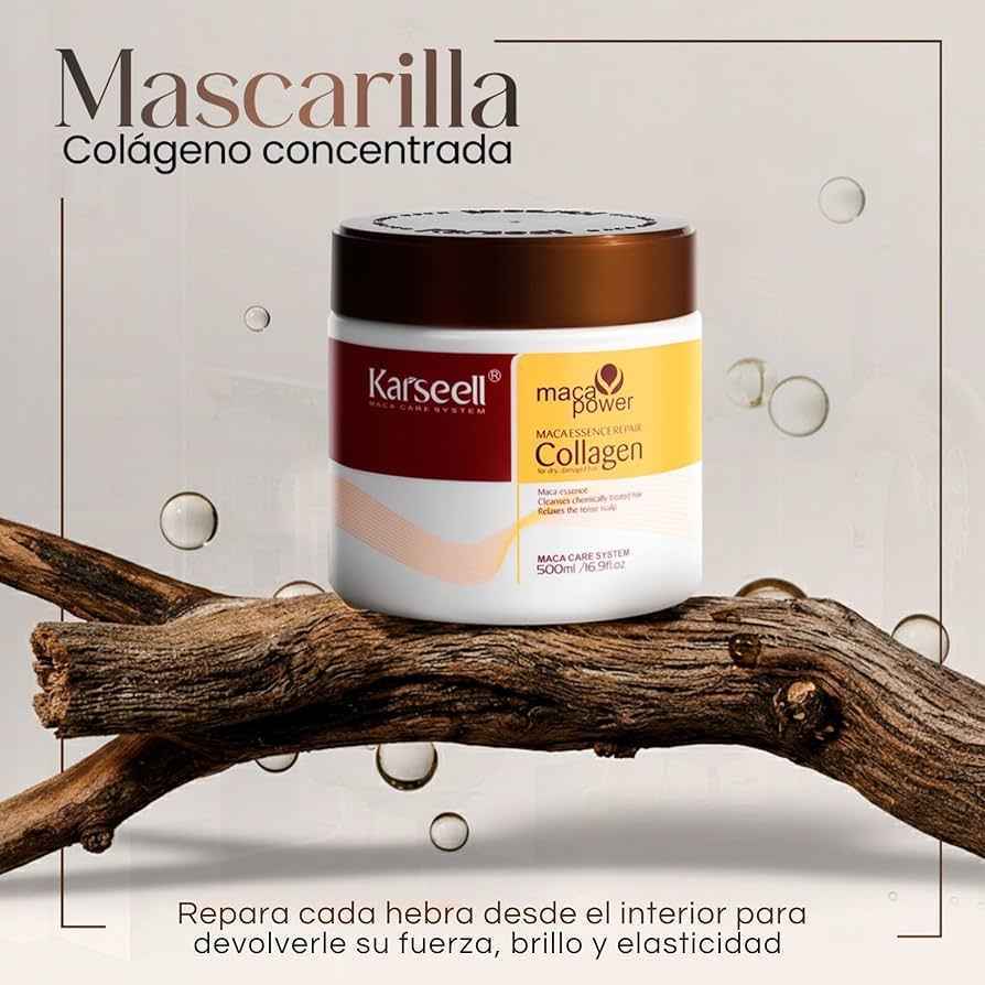 Karseell MACAPOWER® System: Mascarilla Capilar de Colágeno Premium 200ml + ¡GANE un Cepillo Moldeador 5 en 1!