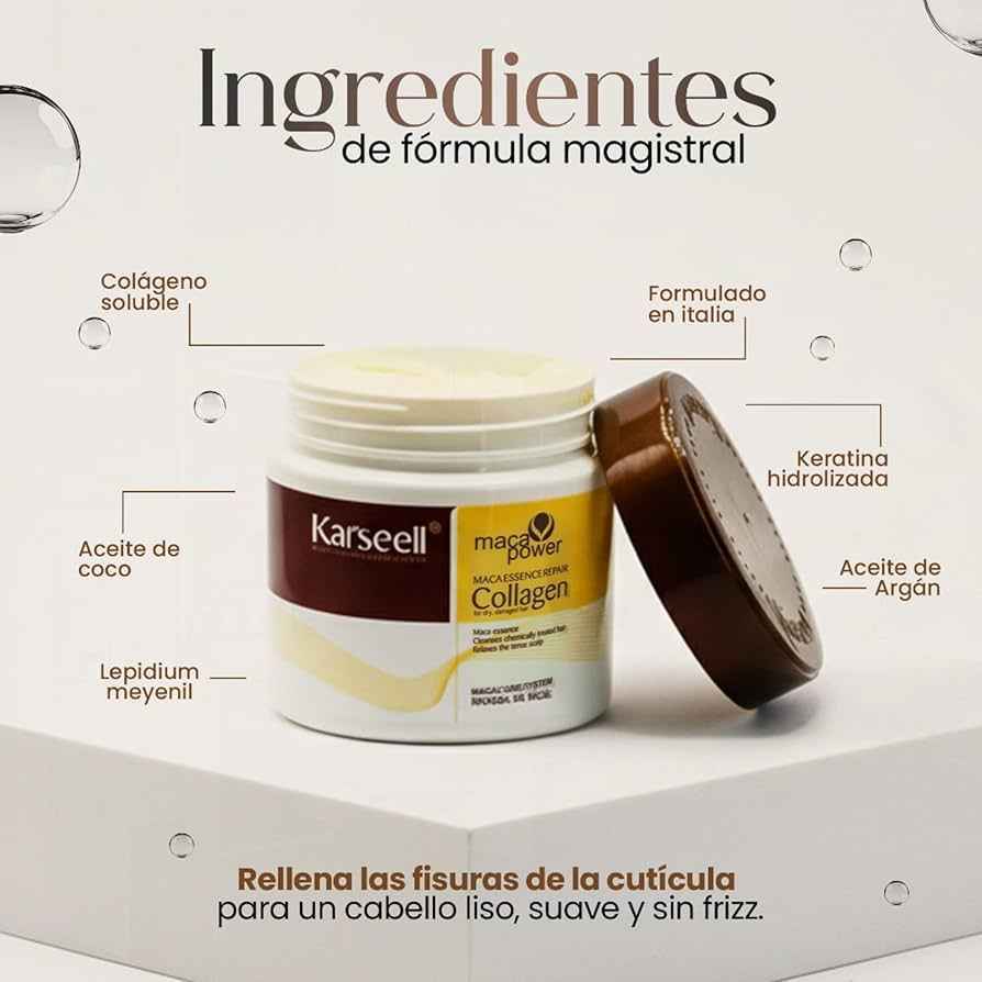 Karseell MACAPOWER® System: Mascarilla Capilar de Colágeno Premium 200ml + ¡GANE un Cepillo Moldeador 5 en 1!