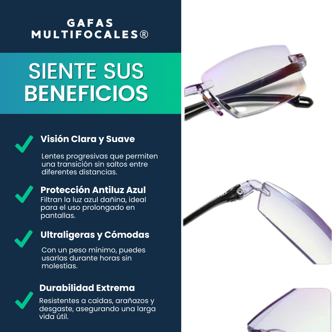 Gafas Multifocales Inteligentes TR90 con Zoom Automatico, Proteccion de Luz Azul y Amarilla - HappyCart