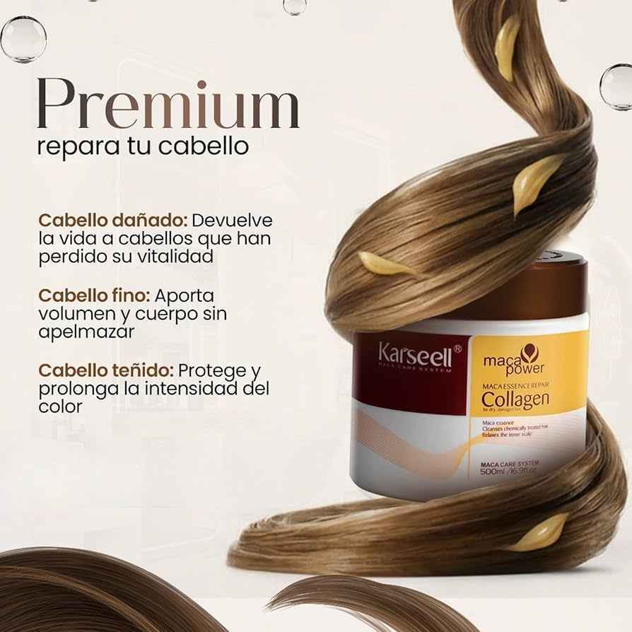 Karseell MACAPOWER® System: Mascarilla Capilar de Colágeno Premium 200ml + ¡GANE un Cepillo Moldeador 5 en 1!